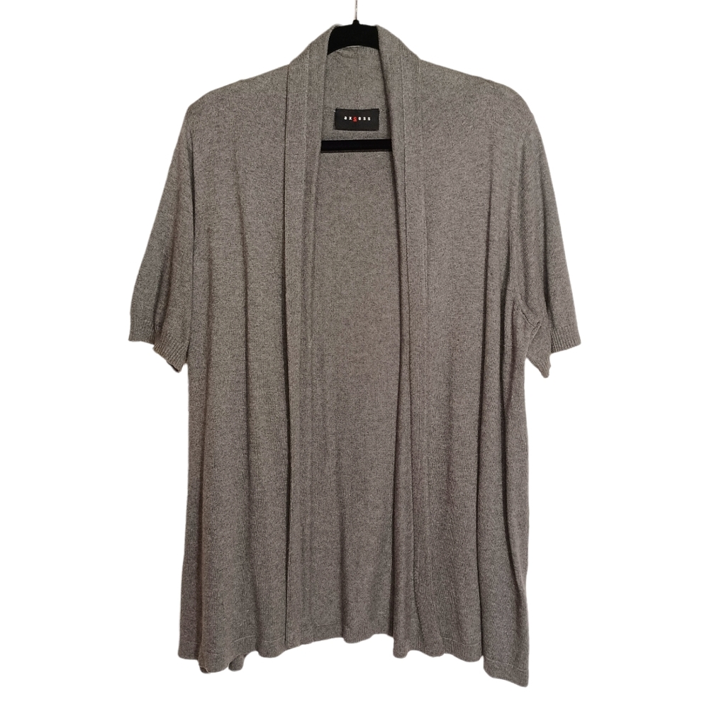 AXCESS Gray Short Sleeve Stretchy Open Shawl Large